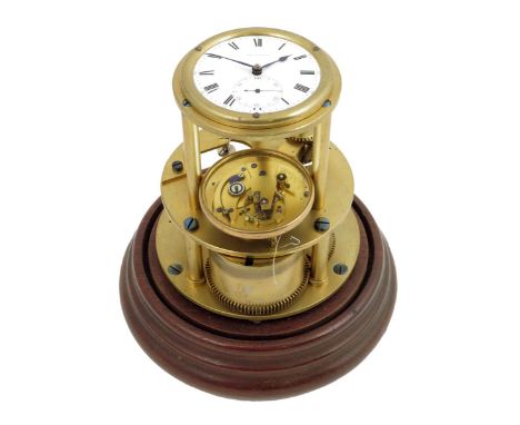 A pocket chronometer movement mounted as a demonstration model, the full plate movement signed Thos. Moss, Ludgate Street, Lo