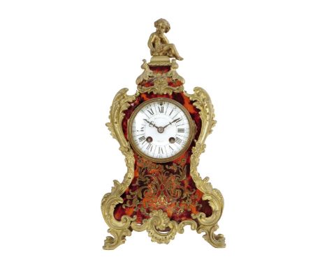 &lambda; A French boulle mantel clock, the white enamel dial and backplate signed Maple &amp; Co, Paris, striking movement by