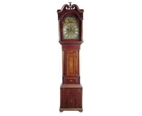 An eight day oak longcase clock, the 14 inch brass dial signed on the silvered chapter ring W. S. Shuker, Birmingham, subsidi