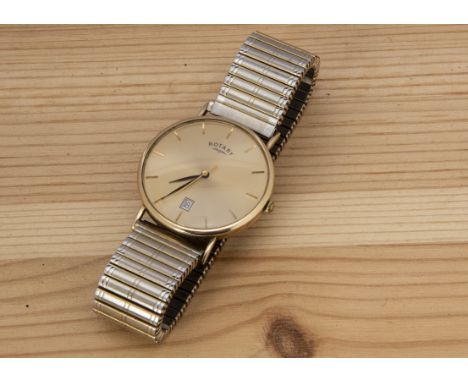 A modern Rotary 9ct gold cased wristwatch, 33mm circular case, on a later expanding strap 