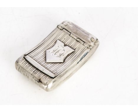 A Georgian pocket snuff box, curved with hinged cap, worn and marked to lid 