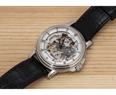 A modern Rotary Automatic stainless steel wristwatch, 36mm with exposed movement, appears to run, limited edition 456 of 500,