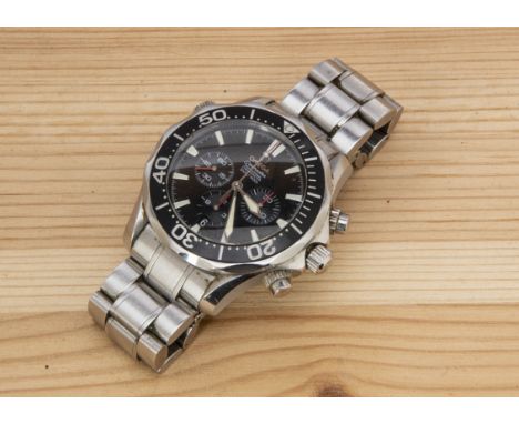 An Omega Seamaster Professional manual wind stainless steel wristwatch, 41mm, black dial with subsidiary dials and stopwatch 