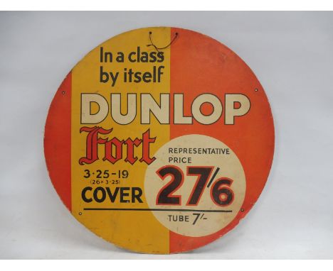 A Dunlop Fort circular cardboard advertisement of good colour, 21 1/2" diameter.