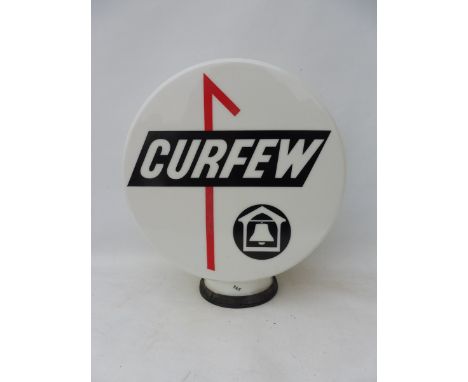 A Curfew glass petrol pump globe by Webb's Crystal Glass Company Limited, in excellent condition.