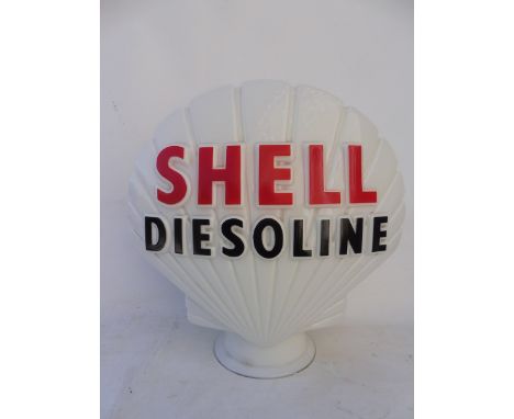 A Shell Diesoline glass petrol pump globe by Hailware, in excellent condition.