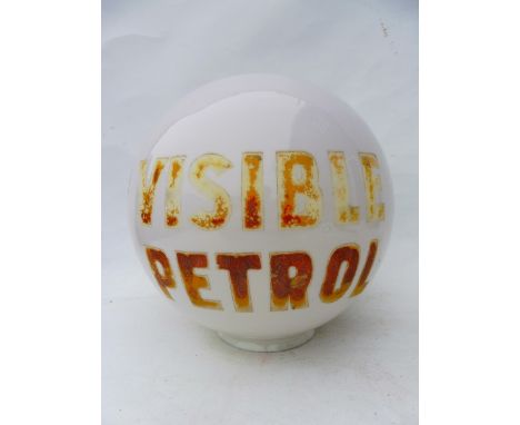 A very rare and early small spherical glass petrol pump globe for No.1 Visible Petrol, fully stamped: BCM/Hailglass British M