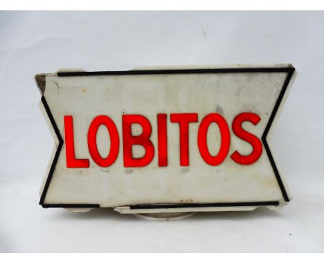 A Lobitos plastic petrol pump globe, damaged and cracked. 