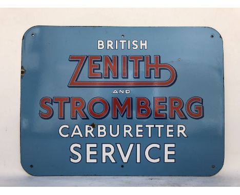 A British Zenith and Stromberg Carburettor Service enamel sign, 24 x 18". 