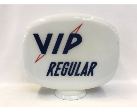 A VIP Regular glass petrol pump globe by Hailware, in very good condition except two minor chips to neck. 