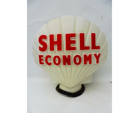 A Shell Economy glass petrol pump globe by Hailware, fully stamped underneath and in good condition.