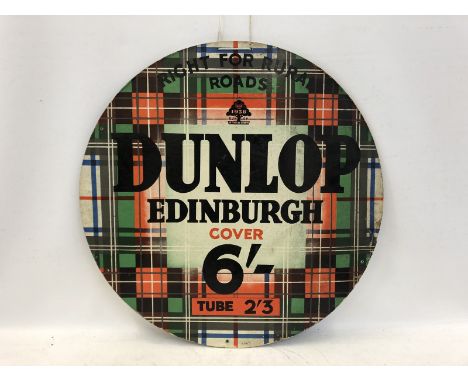A Dunlop Edinburgh circular tartan design advertisement, 23 1/2" diameter.
