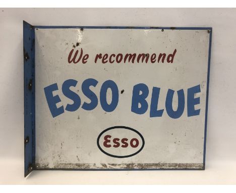 An Esso Blue double sided enamel sign with hanging flange, 22 x 18". 