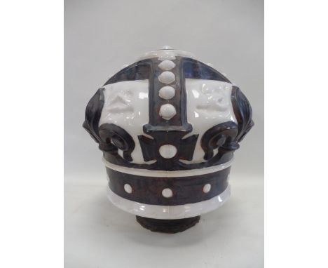 A rare and original Crown glass petrol pump globe with original collar fitting for petrol pump, repainted some years ago.