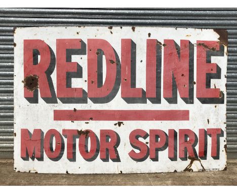 A large Redline Motor Spirit rectangular enamel sign by Franco, 72 x 48".