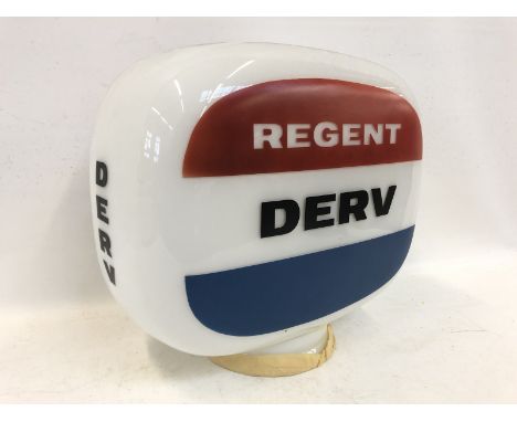 A Regent Derv glass petrol pump globe by Hailware, in very good condition.