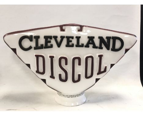 A good Cleveland Discol glass petrol pump globe with raised lettering, in excellent original condition by Webbs Crystal Glass