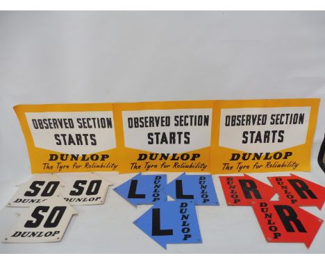 Three Dunlop Raleigh posters dated 1951 plus nine directional arrow cards.