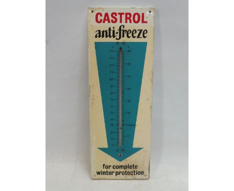 A Castrol Anti-Freeze tin thermometer by Cowling, 8 x 20 1/2.