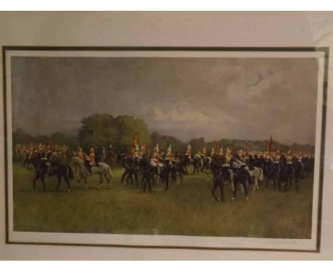 Lionel Edwards, signed in pencil to margin, coloured print, "Lifeguards on Parade", 34cms x 57cms  