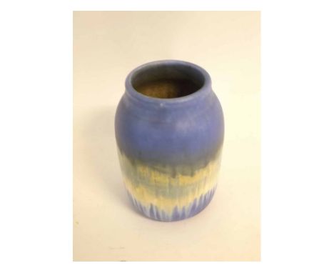 Ruskin Pottery blue crystalline glaze vase signed to base W Howson Taylor, dated 1932, 24cms tall  