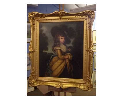 Unsigned oil on canvas, Portrait of a Gainsborough Lady, 86 x 69cms  
