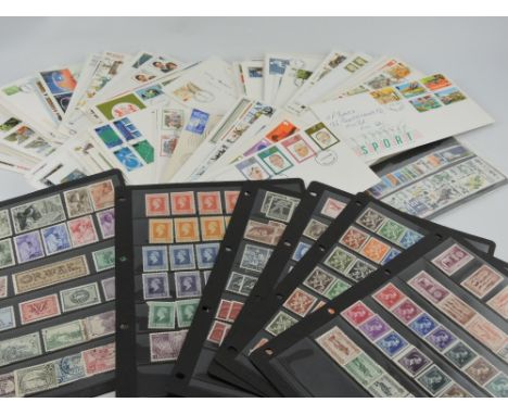 A stamp album with older material, commonwealth and foreign, also mint and used sets of older G.B., Holand , Belgium, plus 10