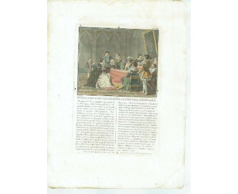 17th Old Print Antique Original Color Gravure Marguerite Valois Inquistion 1787, Engraving - paper, Print, 1788 year, Author 