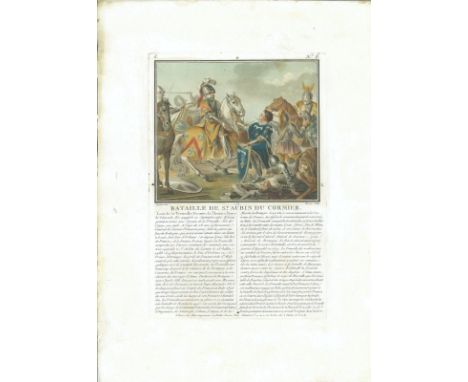 17th Old Print Antique Original Color Gravure Battle St Aubin Du Cormier 1488, Engraving - paper, Print, 1788 year, Author - 