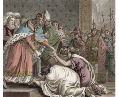 Charlemagne receives the Ambassadors from the Emperor of the East', Engraving - paper, Print, 1789 year, Author - Jean Baptis