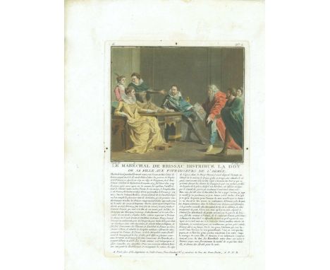 17th Old Print Antique Original Color Gravure Fieldmarshal Brissac Daughter 1788, Engraving - paper, Print, 1788 year, Author