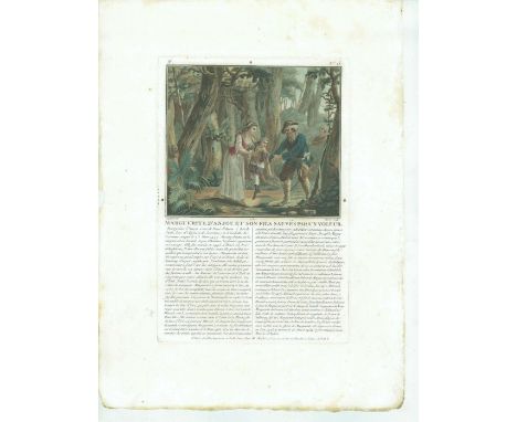 17th Old Print Antique Original Color Gravure Marguerite D'anjou Son Saved 1787, Engraving - paper, Print, 1787 year, Author 