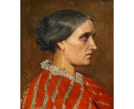 Alyce Thornycroft (active 1890 - 1895), oil on canvas, portrait of a woman, inscribed on stretcher, 33cm x 28cm, framedGood c