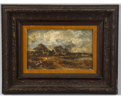 Carl Brennir (1850 - 1920), oil on board, impressionist landscape, inscribed verso, dated 1900, 14cm x 23cm, framedUntouched 
