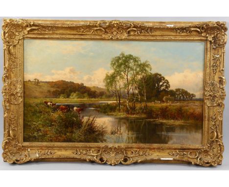 Henry H Parker (1858 - 1930), oil on canvas, near Goring on the Thames, signed, 41cm x 69cm, framed, provenance: Pawsey & Pay