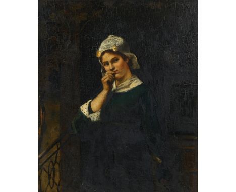 19th century Dutch School, oil on board, portrait of a girl, indistinctly signed and dated 1872, 25cm x 20cm, framedGood cond