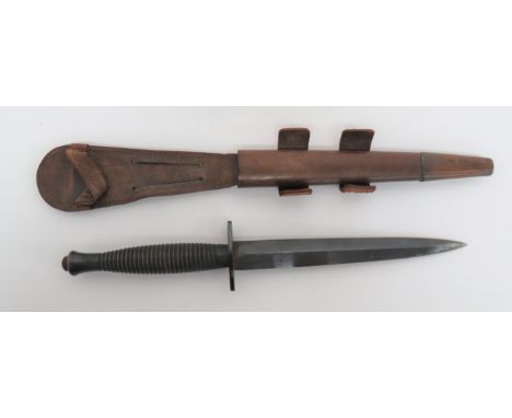 WW2 Period B2 Fairburn and Sykes Commando fighting knife  A good 3rd pattern example with copperised grip, the crossguard wit