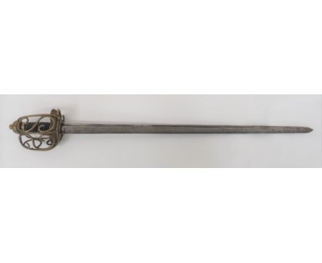 18th Century Composite Horse Grenadier Guards Sword 34 1/2 inch, single edged blade with spear point. &nbsp;Narrow fuller. &n