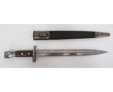 1888 MKI 2nd Type Bayonet12 inch, double edged blade.  Forte marked with crowned VR over "5/99".  The reverse with broad arro