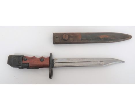 British No 7 MKI Knife Bayonet7 3/4 inch, single edged, clipped point blade with fuller.  Blackened, large muzzle ring crossg