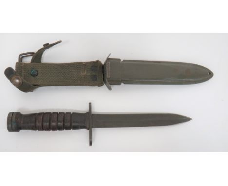 Rare American M4 Knife Bayonet By "ACC"6 3/4 inch, single edged blade with back edge sharpened point.  Blackened steel muzzle