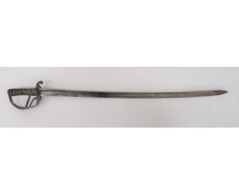 1853 Pattern Cavalry Trooper's Sword35 1/4 inch, single edged, slightly curved blade with fuller.  Forte with Ordnance stamp 