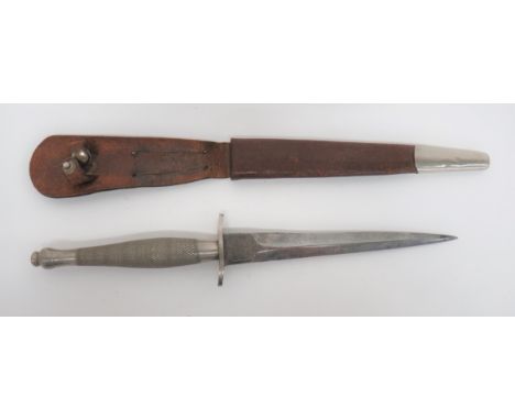 WW2 1st pattern Fairbairn Sykes Commando Fighting Knife.  good and rare example. The hilt with nickel grip of chequered desig