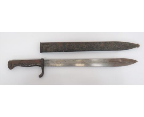 WW1 German M1898/05 Seitengewehr Butcher Bayonet14 1/4 inch, single edged blade widening towards the point.  Wide fuller.  Th