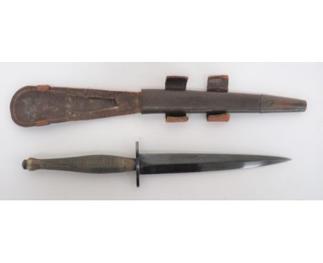 WW2 2nd Pattern Fairbairn-Sykes ?B? Parkerised Commando Fighting Knife.  good and scarce example. The hilt with parkerised fi