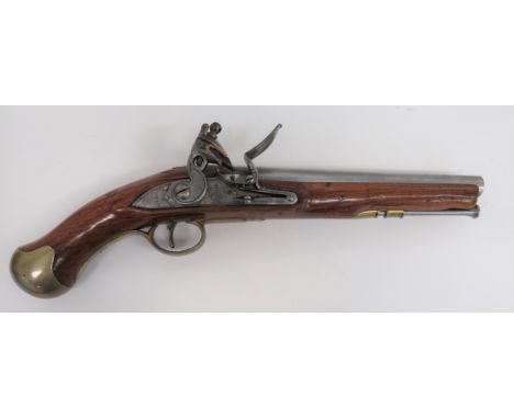 1821 Pattern Sea Service Flintlock Pistol9 inch, 25 bore, smoothbore barrel.  Breech with proof stamps.  Lock plate with line