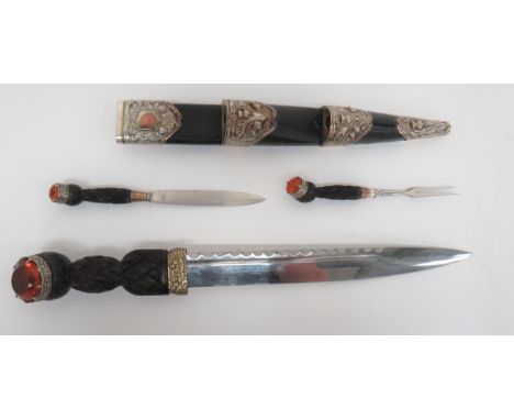 Scottish Pipe Major's Dirk10 3/4 inch, single edged blade with narrow fuller.  Clipped back edge.  Blade etched "Robert Allis