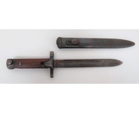 WW2 Italian M1938 Carcano Bayonet7 inch, single edged blade with fuller.  Steel, modified crossguard and muzzle ring.  Steel 