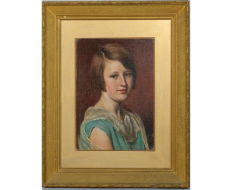 Giorgio Matteo Aicardi (1891-1984), Portrait of a young girl, oil on canvas board, 48cm x 34cmArtists Studio and thence by de