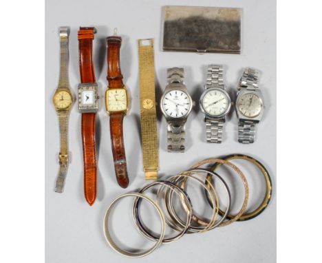 A collection of items to include: Seven wristwatches of variable designs (Zenith, Tissot, Rotary, And unbranded); Ten costume